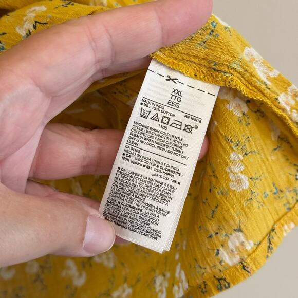 Old Navy Womens Yellow Floral Print V-Neck Flutter Short Sleeve Blouse Top XXL - Picture 5 of 6